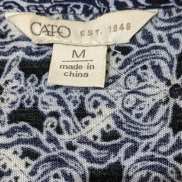 Cato Tunic Womens Medium Blue Geometric‎ Print 3/4 Sleeve - Picture 10 of 12